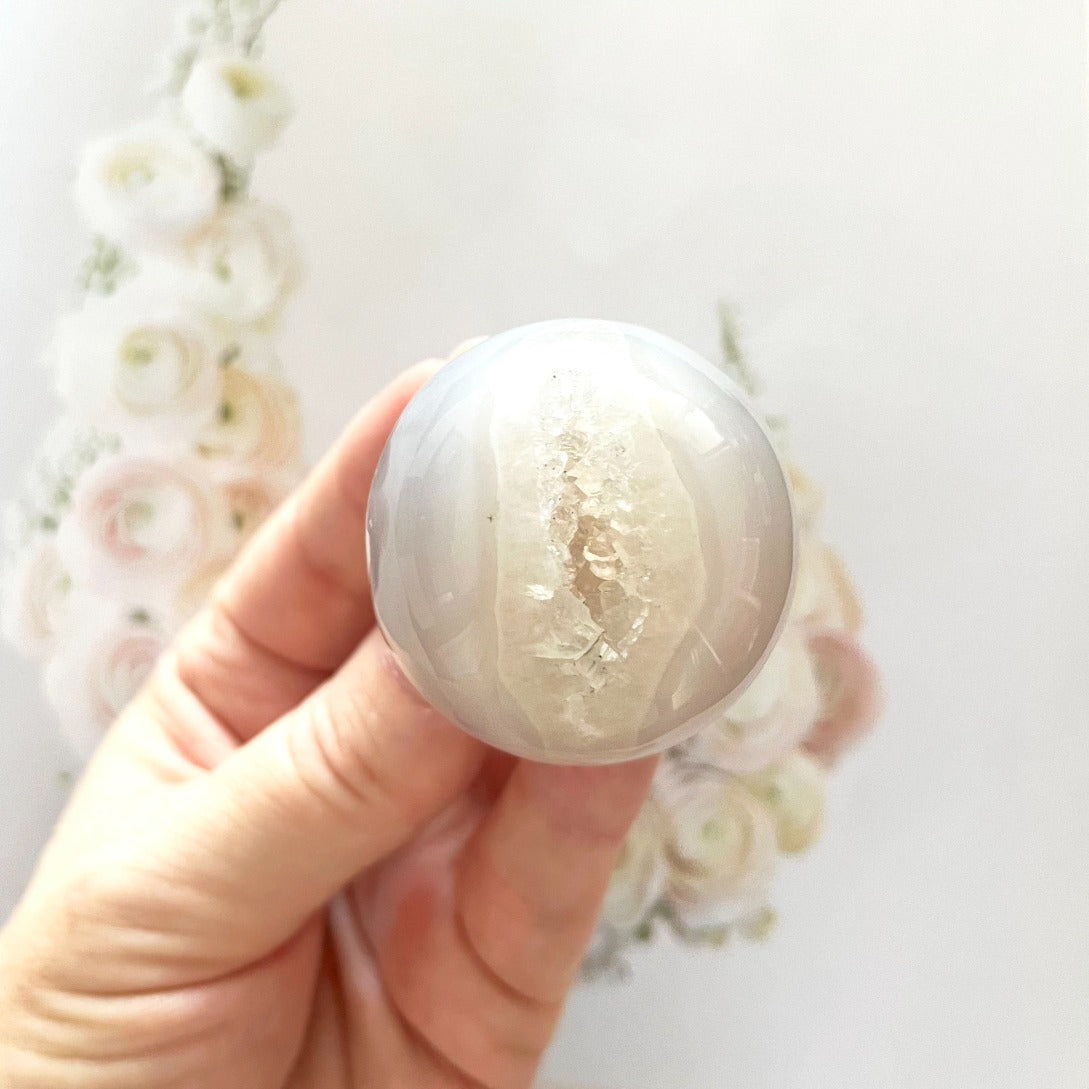 Druzy agate crystal sphere
