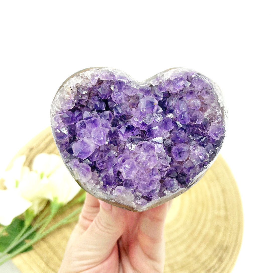 Amethyst cluster heart shaped