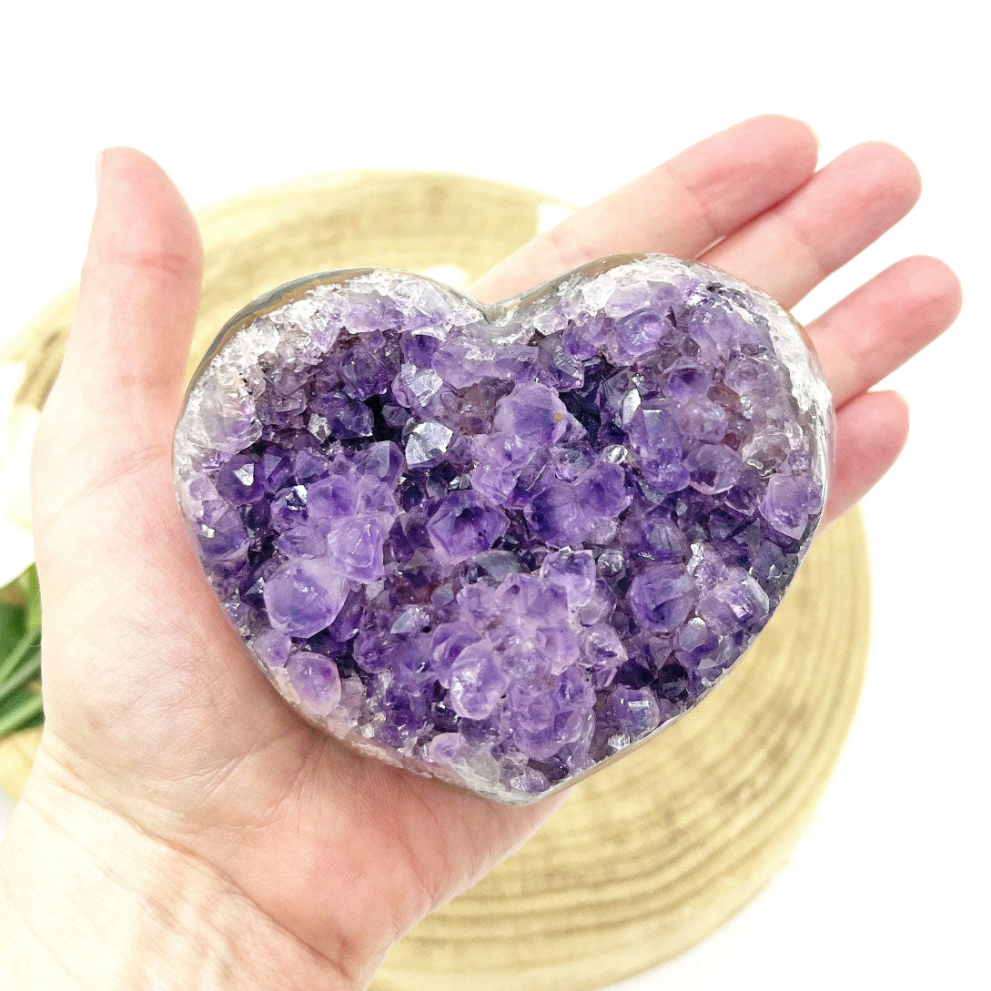 Heart shaped amethyst cluster