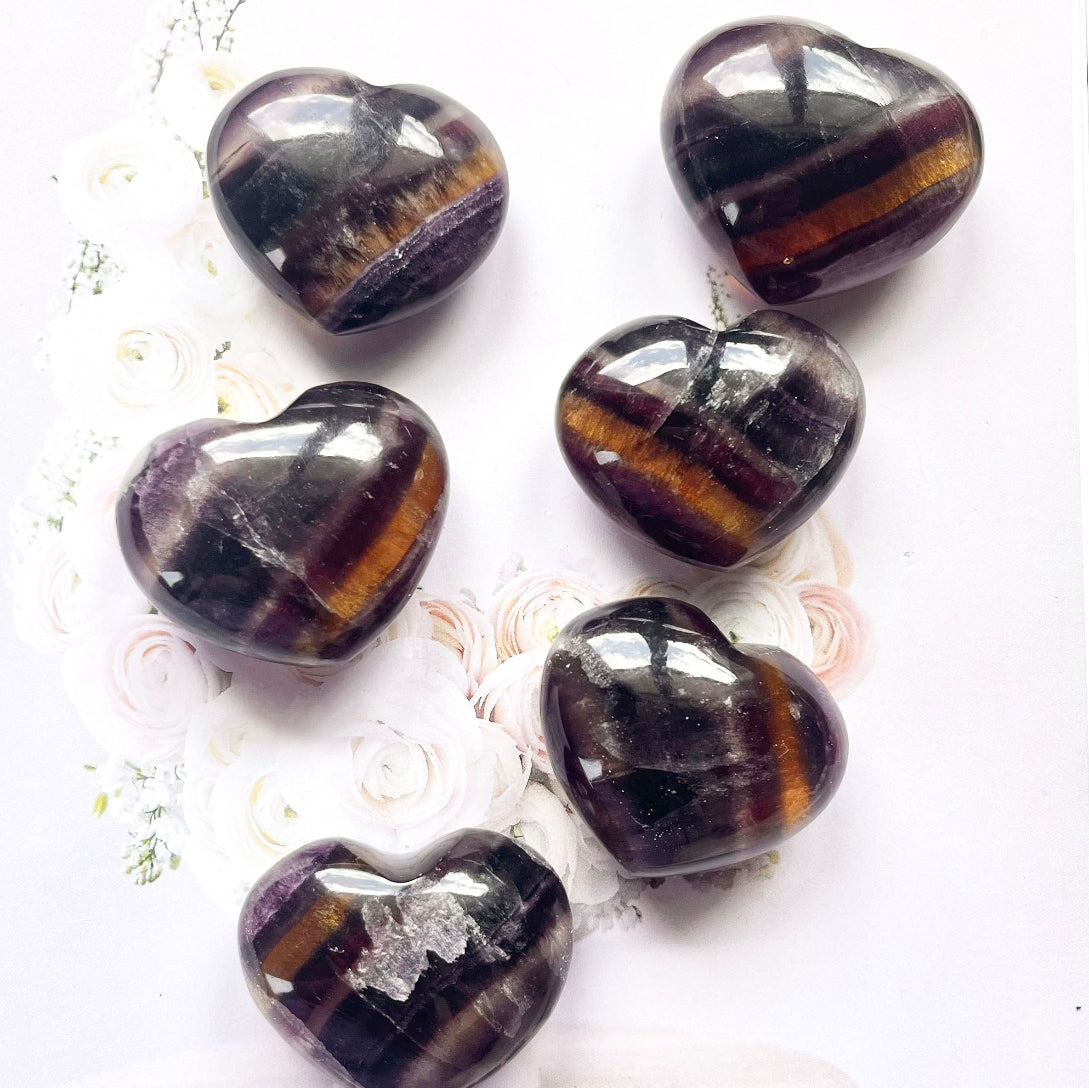 dark fluorite heart shaped crystal decor
