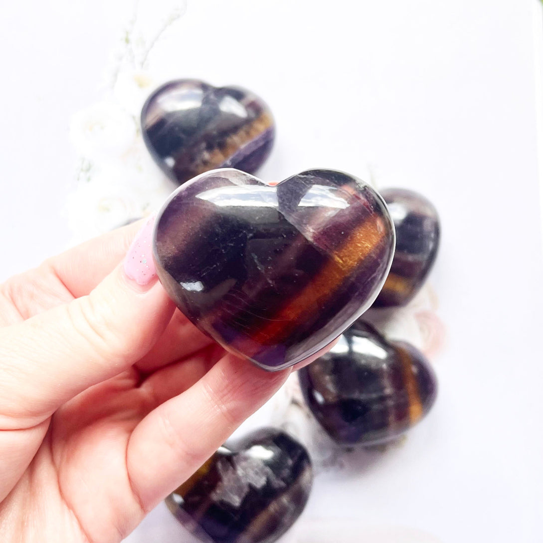 dark fluorite crystal heart for decor