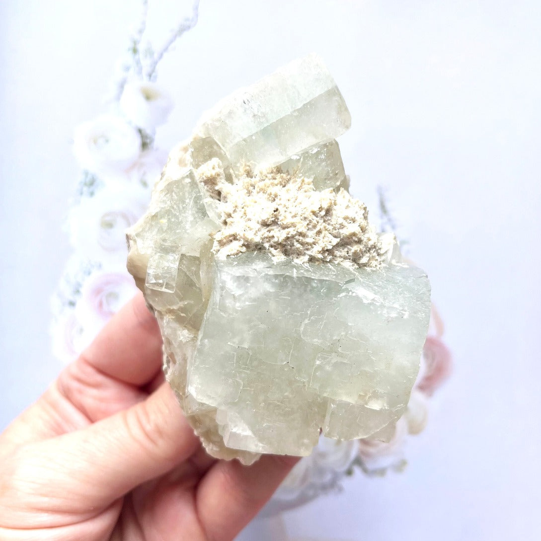 Green apophyllite cluster