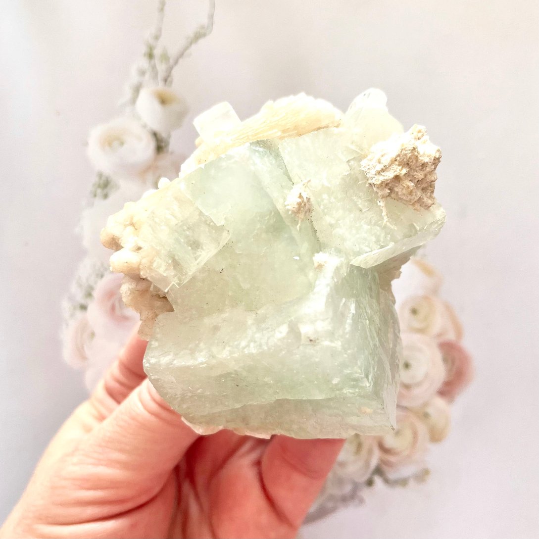 Green apophyllite cluster