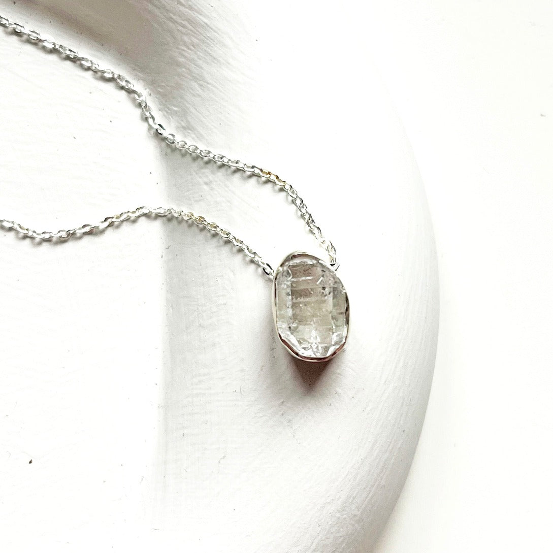 herkimer diamond necklace on 925 silver chain