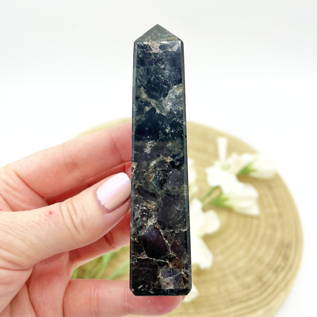 Blue flash Larvikite crystal generator