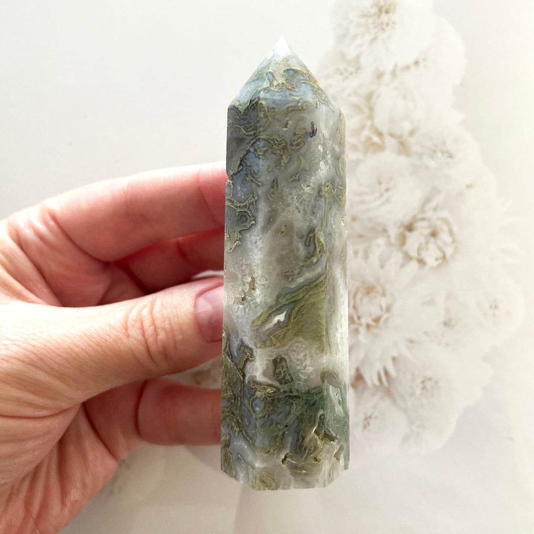 Moss agate tower