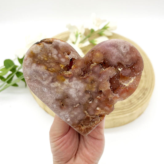 Pink amethyst heart with druzy
