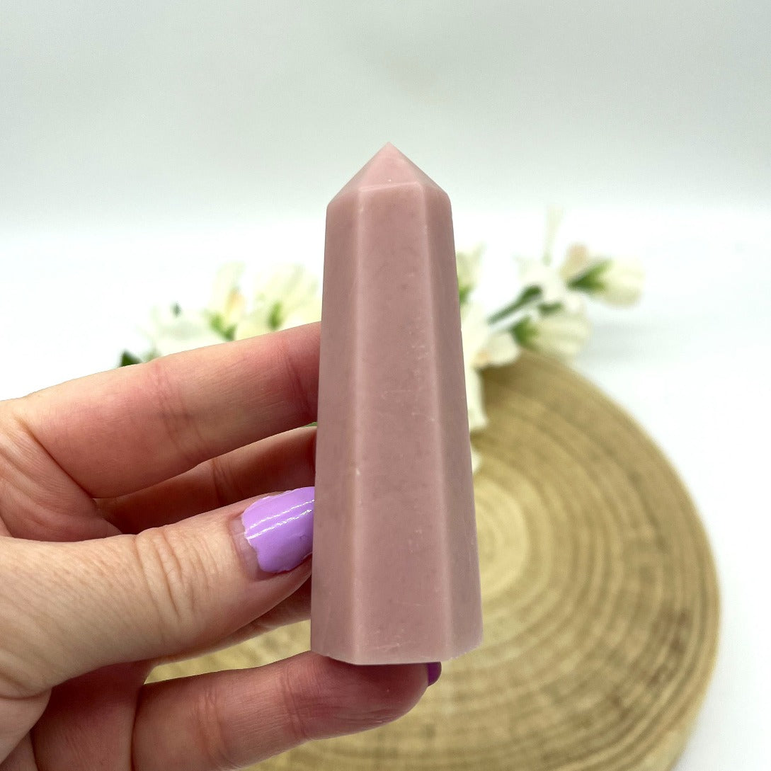 Peruvian pink opal crystal point