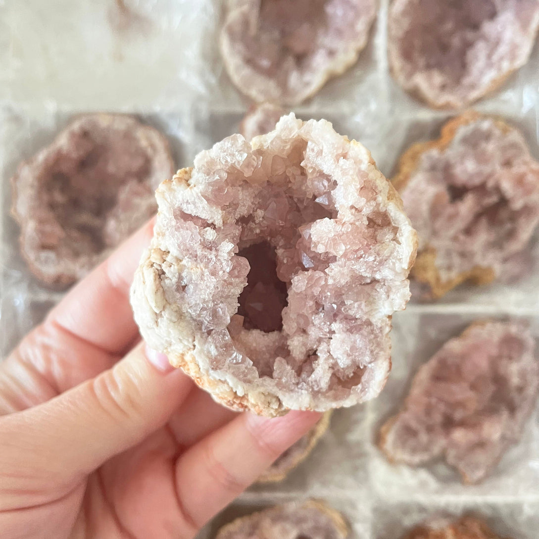 pink amethyst geode