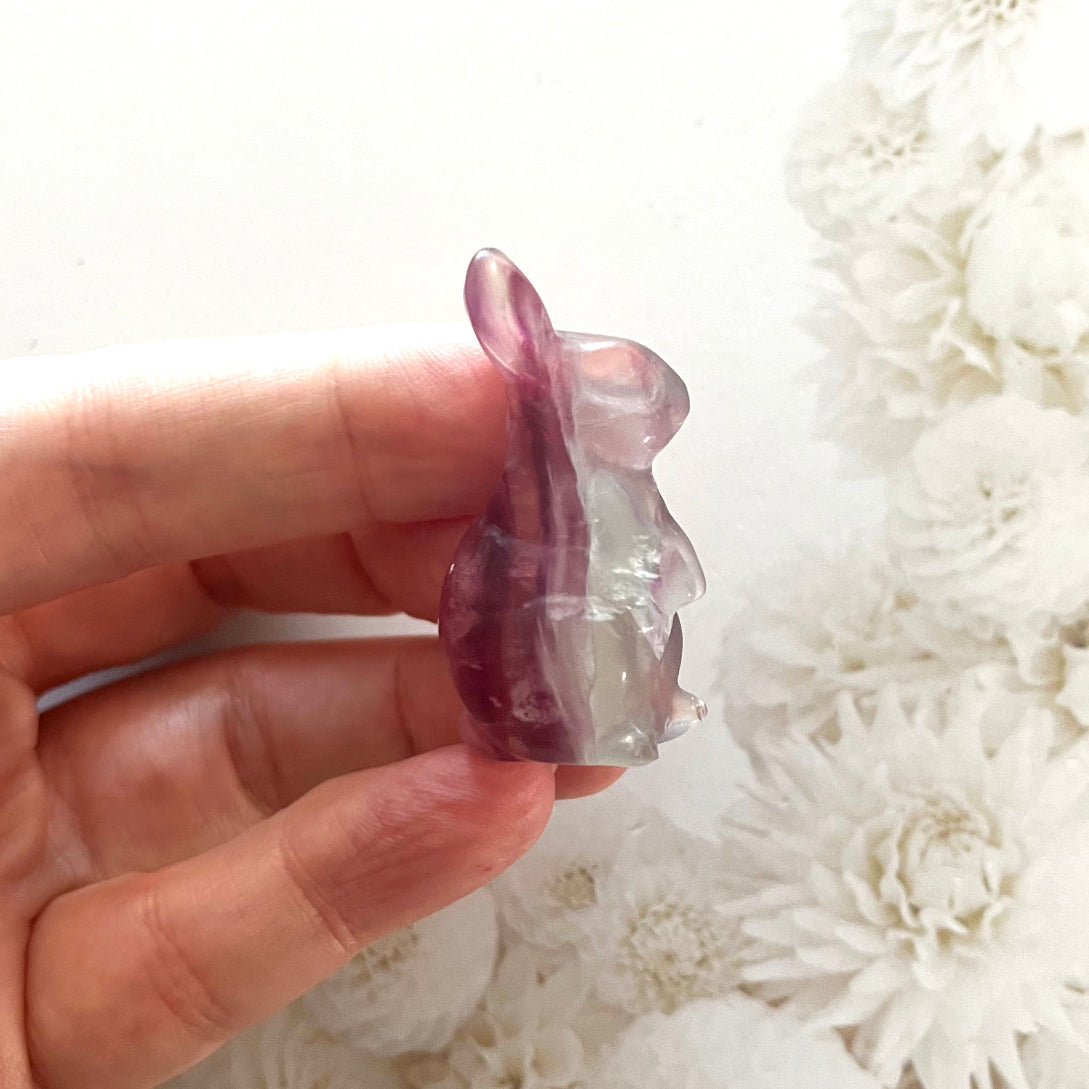 Fluorite rabbit carving