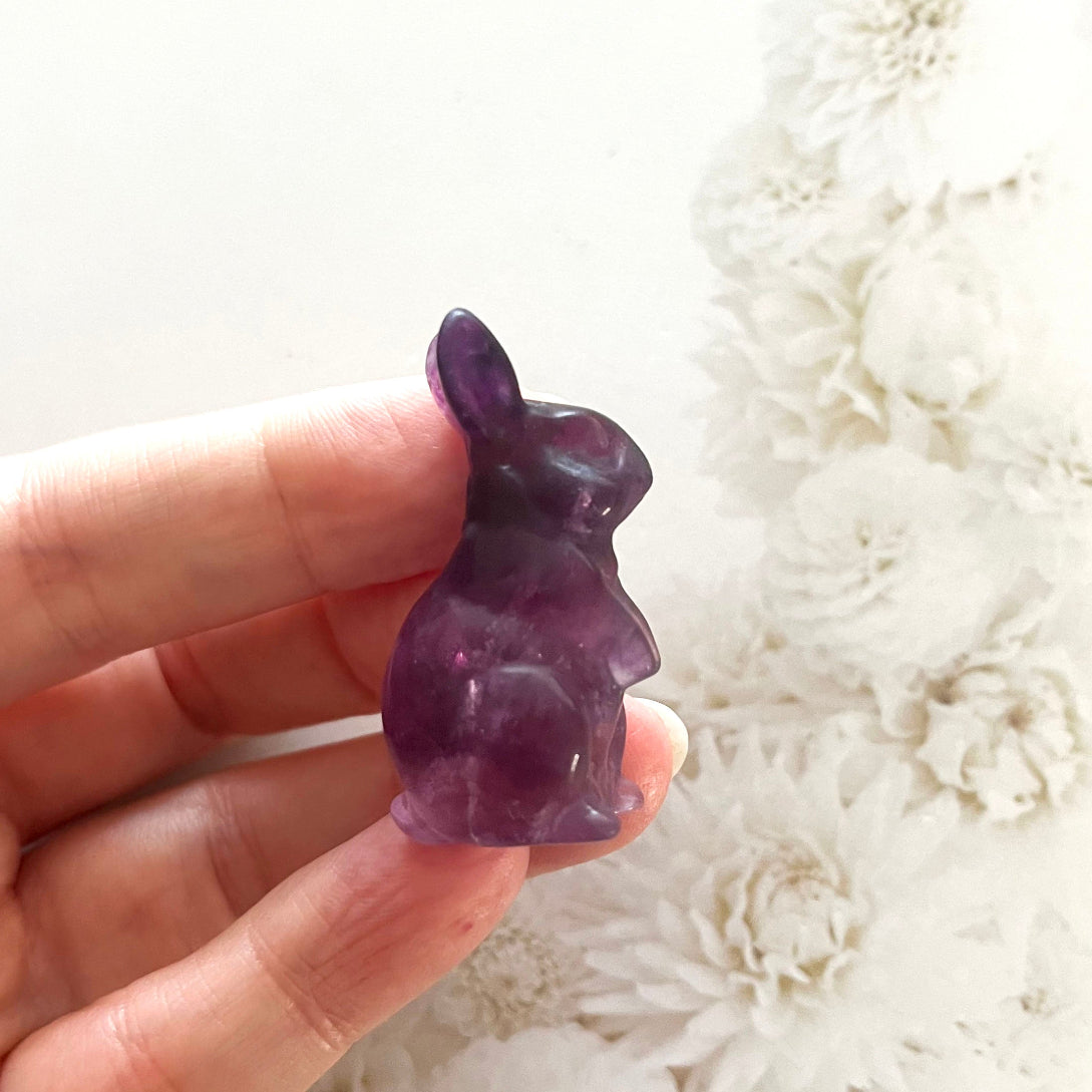 Fluorite rabbit carving