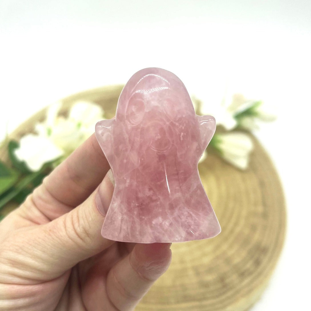 Rose Quartz ghost carving