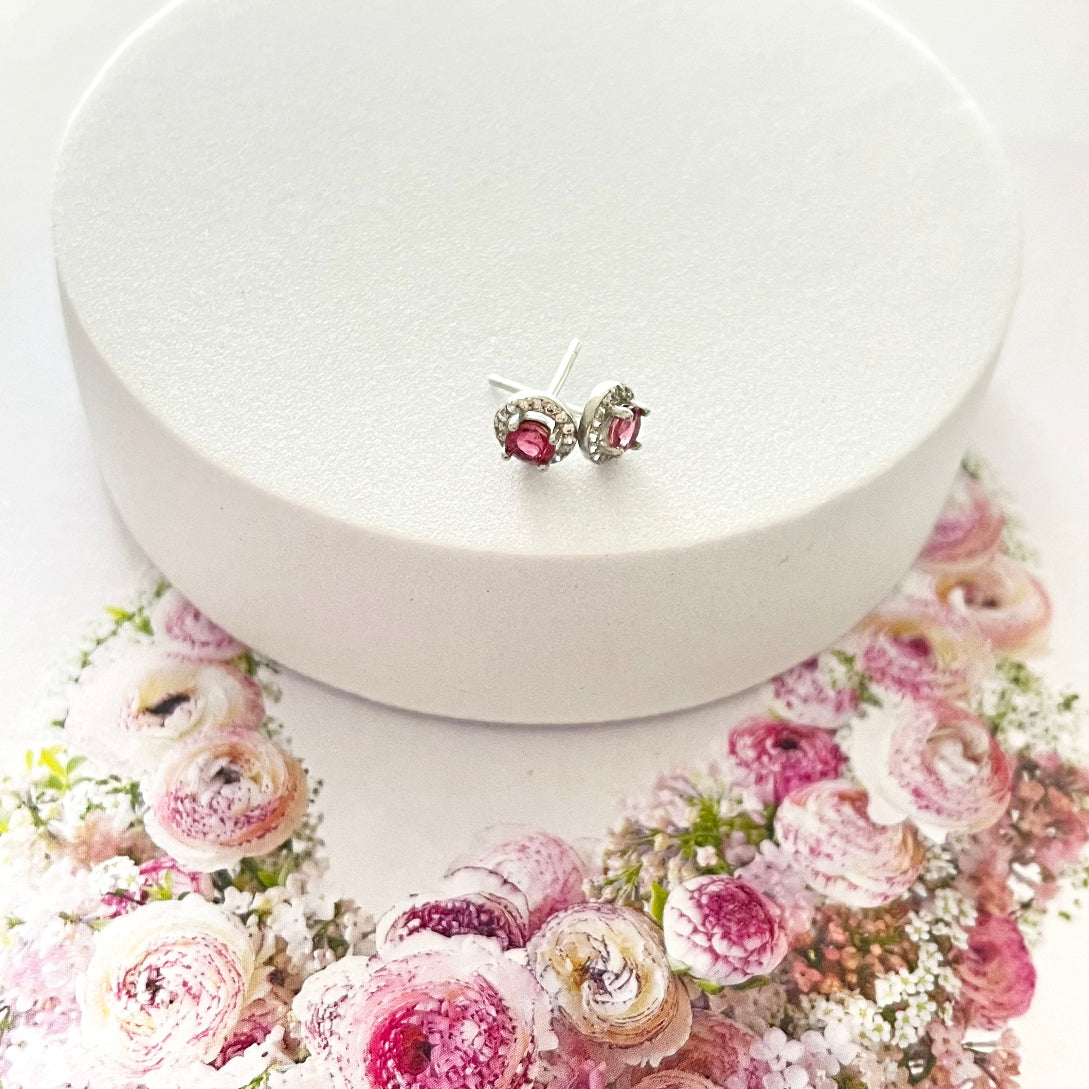 Pink tourmaline earrings