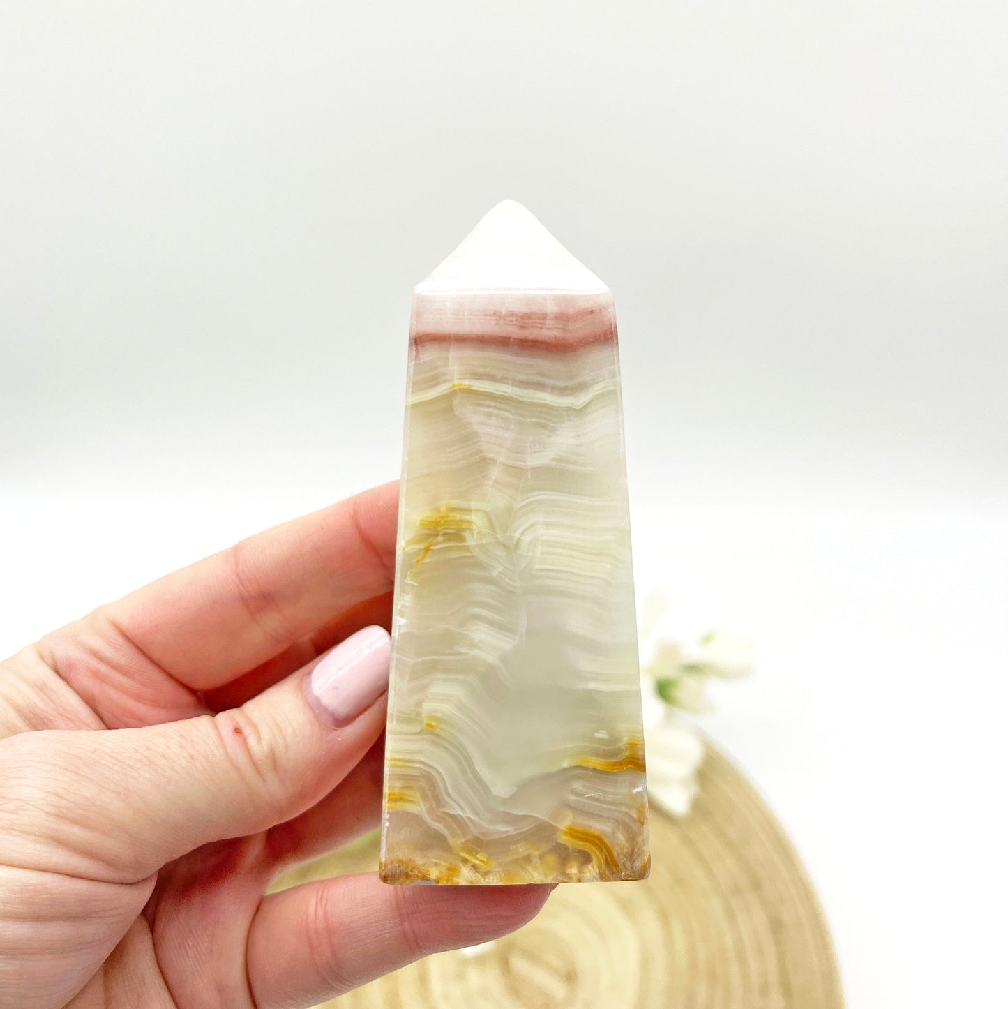 Pink crystals generator banded calcite