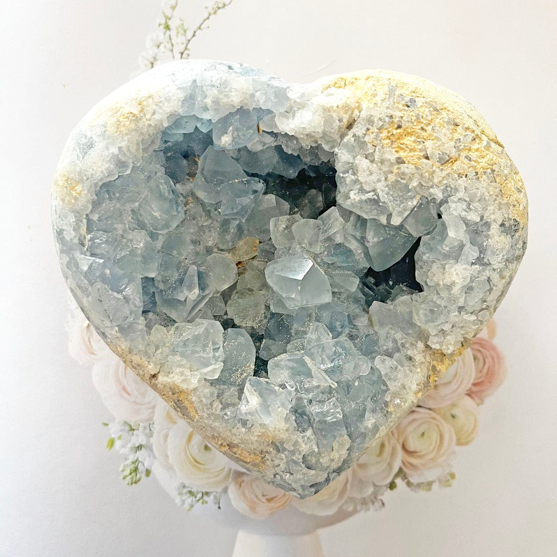 Celestite heart crystal
