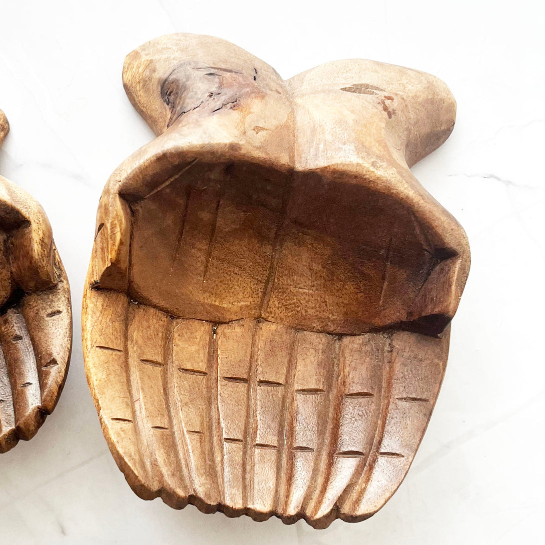 Large wooden hand bowl