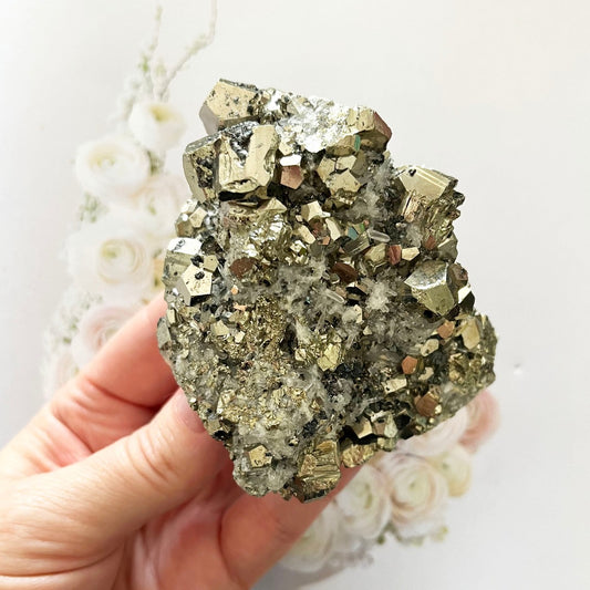 pyrite and quartz cluster