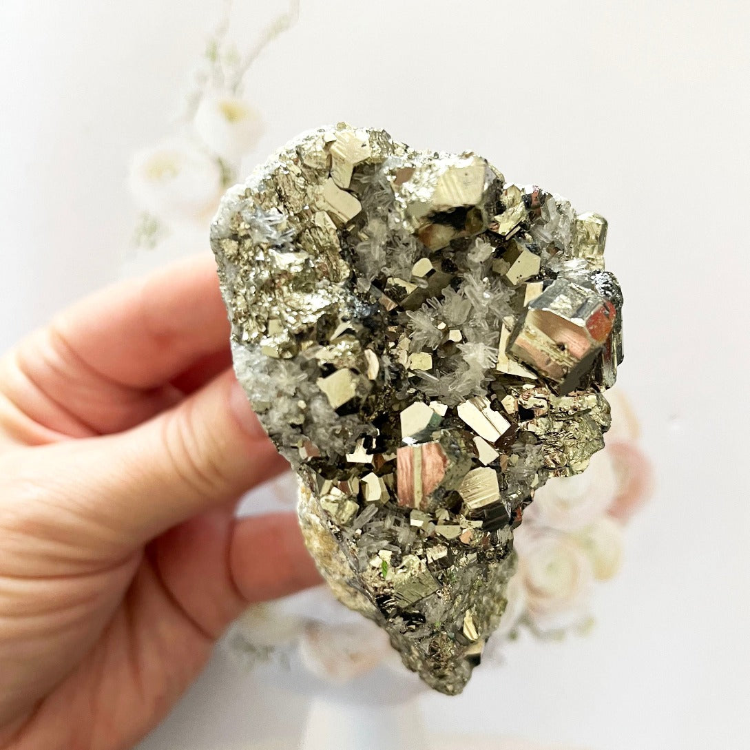 pyrite cubes on quartz cluster
