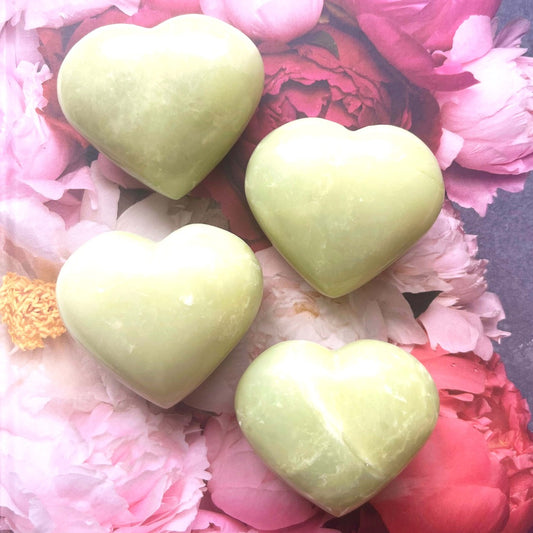 Bowenite polished heart shaped crystal Jade