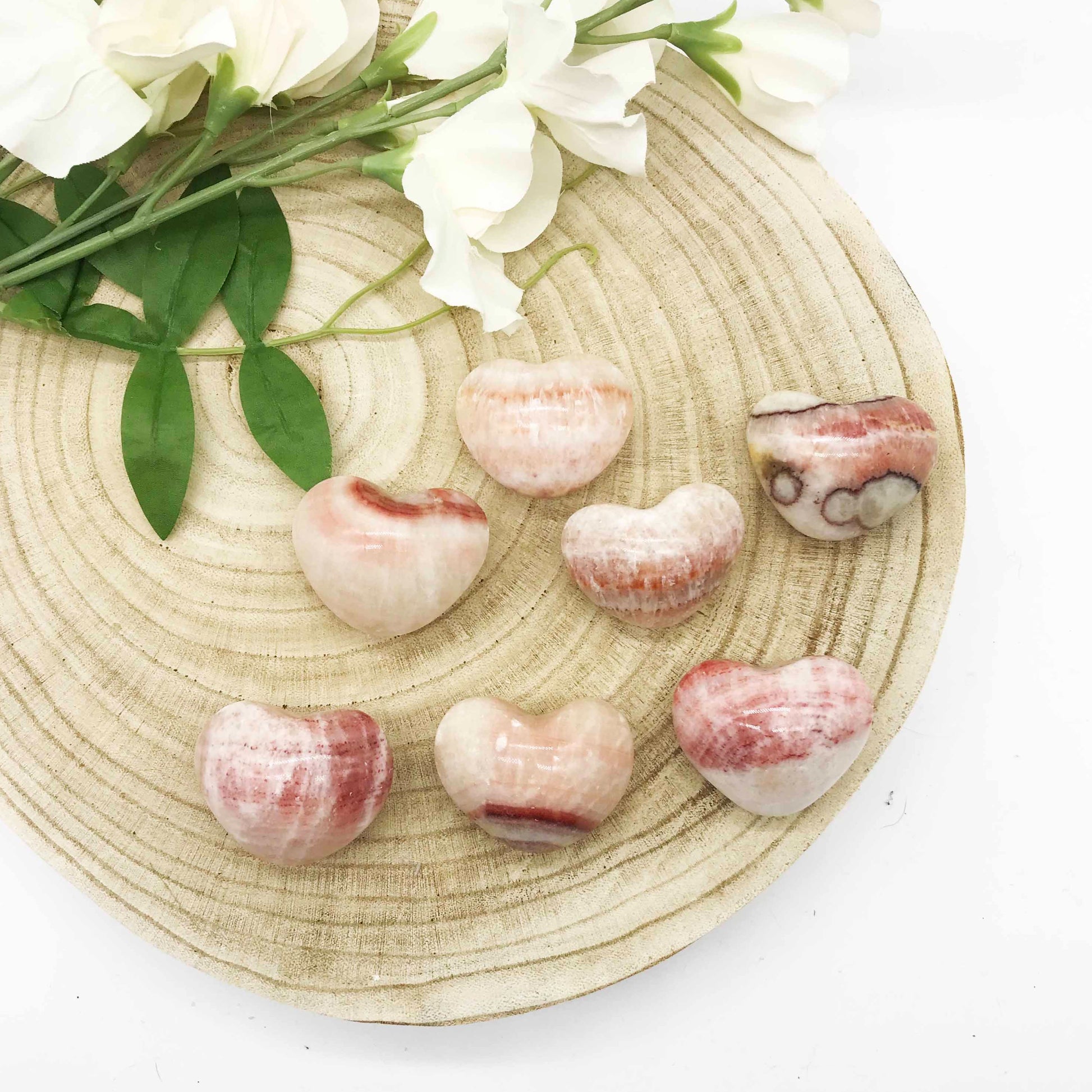 Rainbow calcite heart