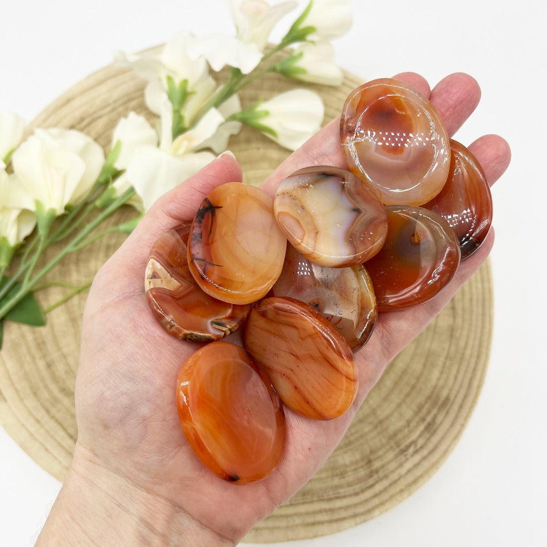 Carnelian worry stone Australia Agate crystal. Someday Dream Co