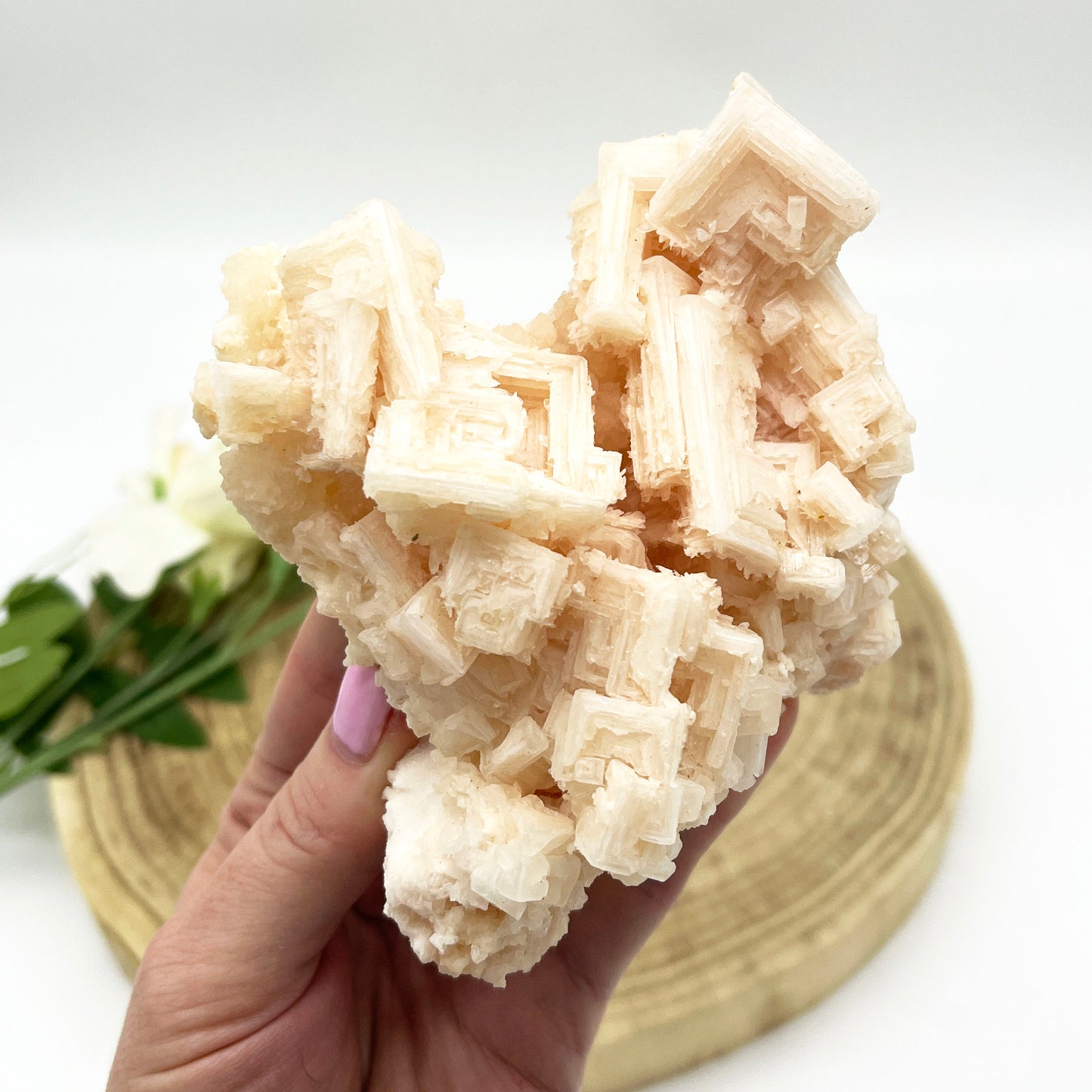 pink halite crystal cluster