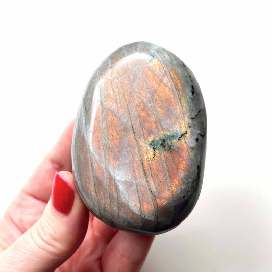 Polished palm stone Labradorite crystal
