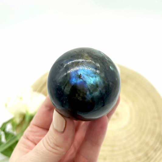 Polished labradorite sphere. Crystal spheres Someday Dream Co.