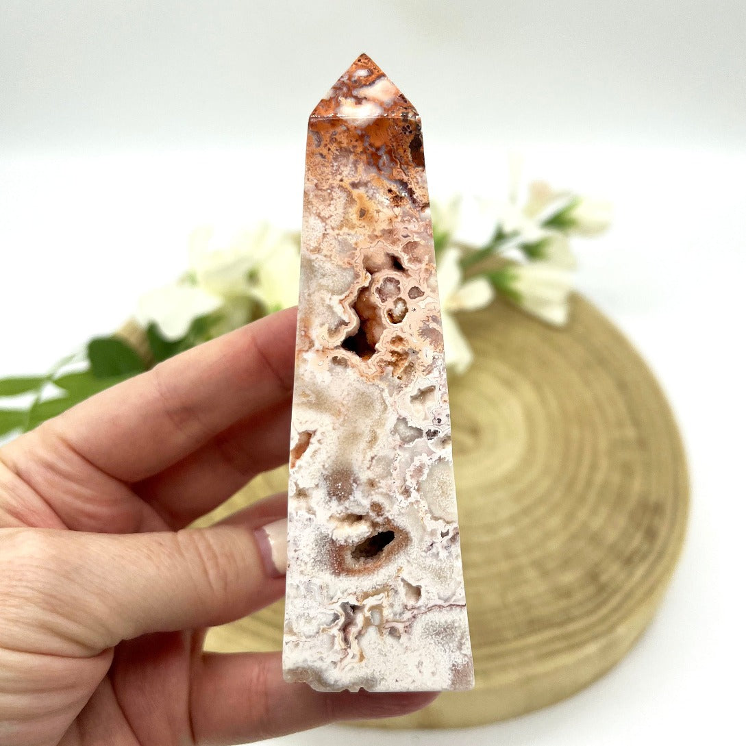 Pink lace crystal tower