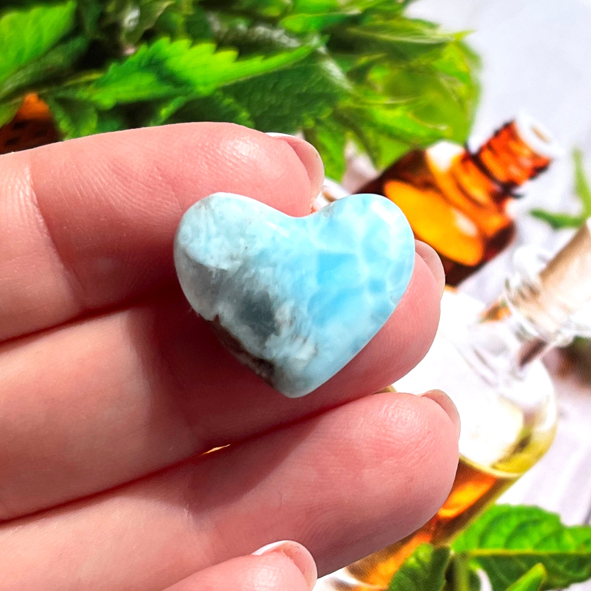 Polished larimar heart. Someday Dream Co Crystals