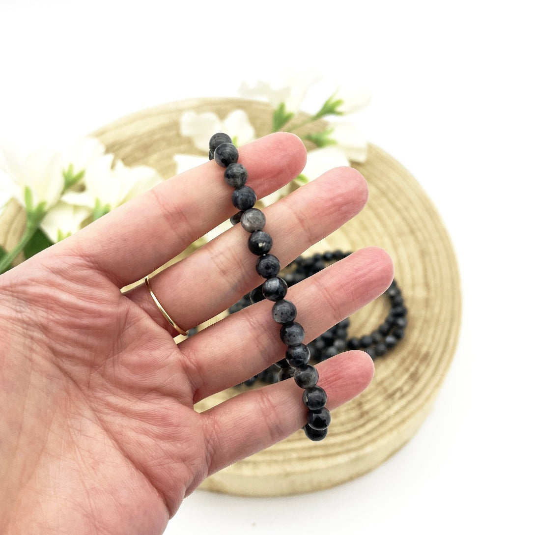 Larvikite crystal jewellery beaded bracelet. Someday Dream Co