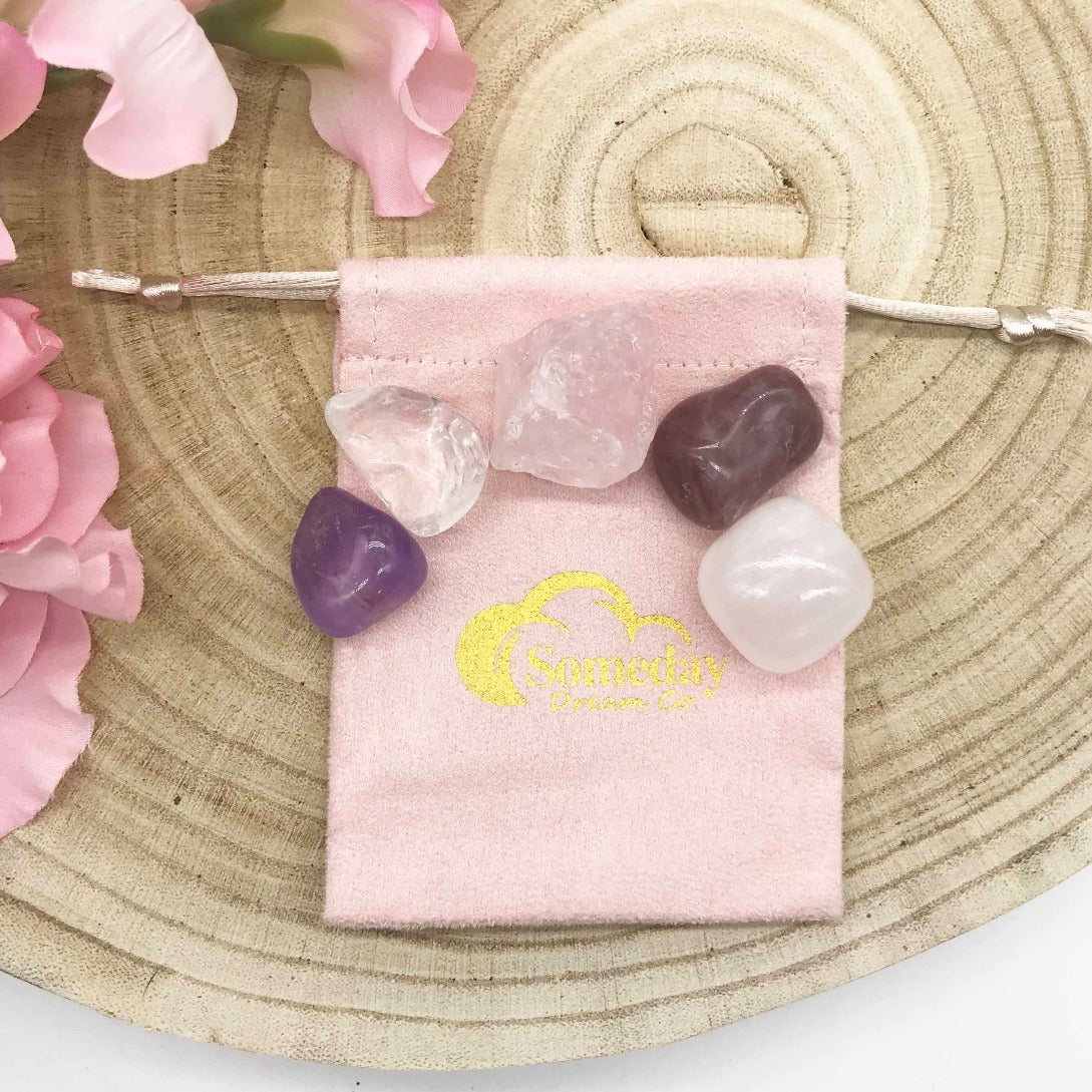 Love chakra set tumbled stones Australia. Someday Dream Co