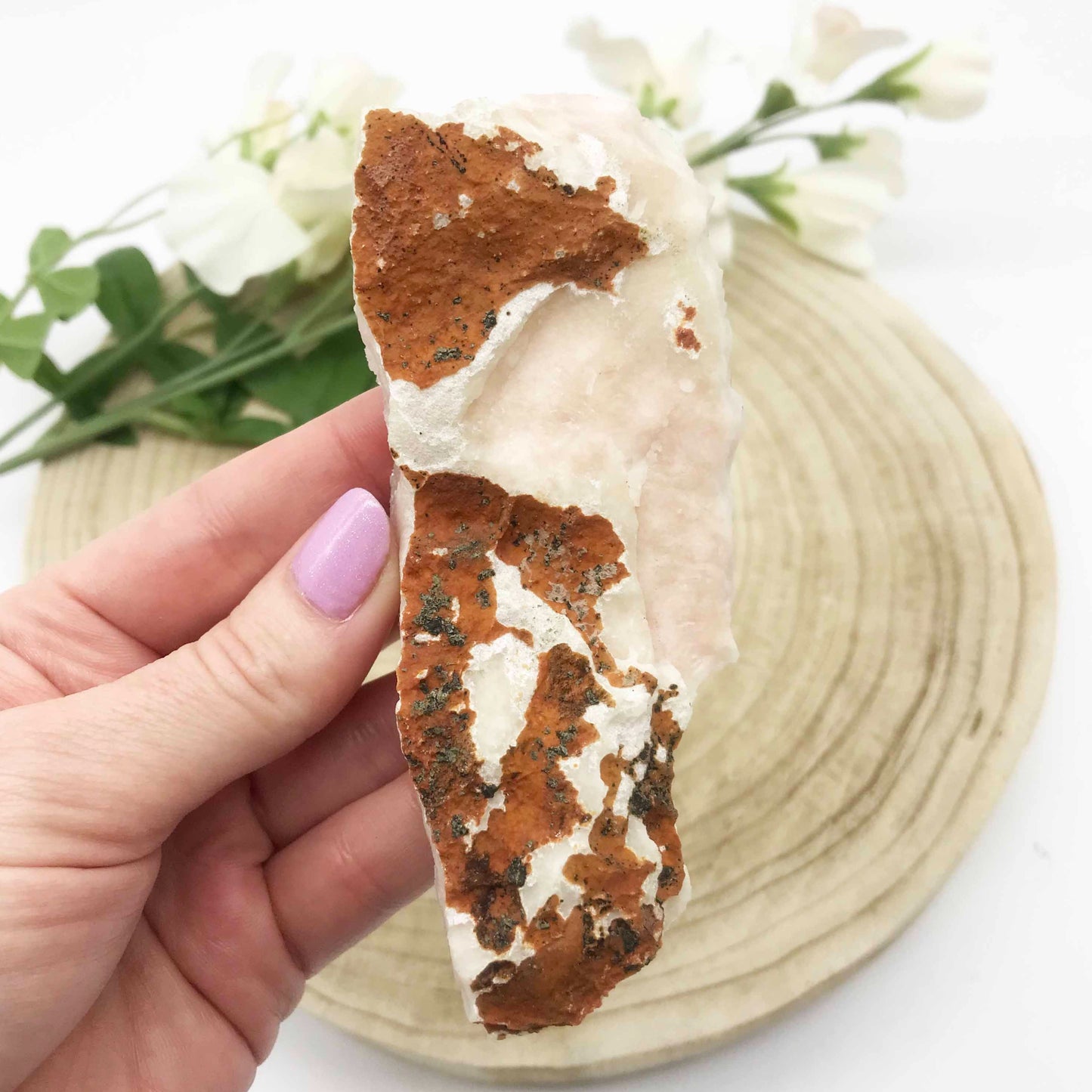 Pink apophyllite crystal cluster