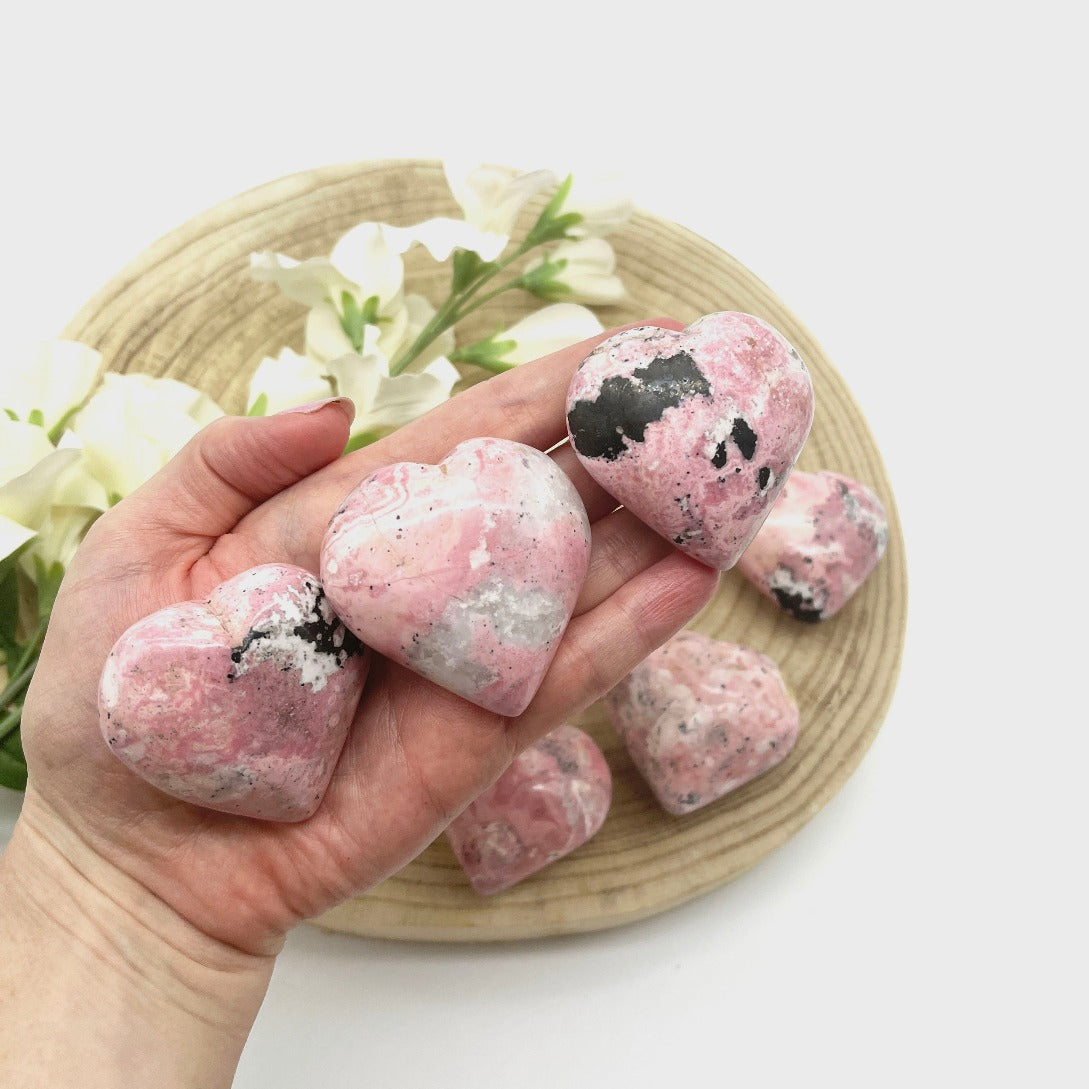 Rhodonite polished crystal heart