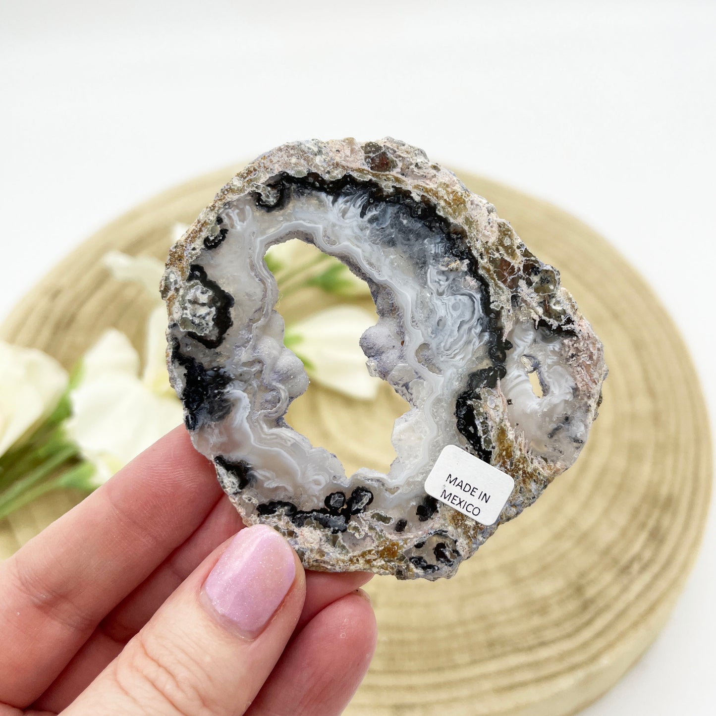 Trancas geode crystal slice from Mexico