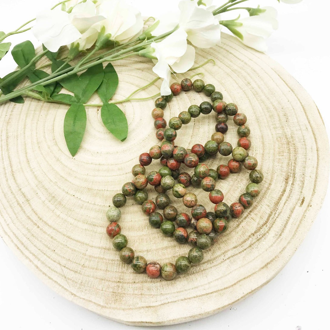 Unakite bracelet. Unakite beaded bracelet. Crystal jewellery. Someday Dream Co.