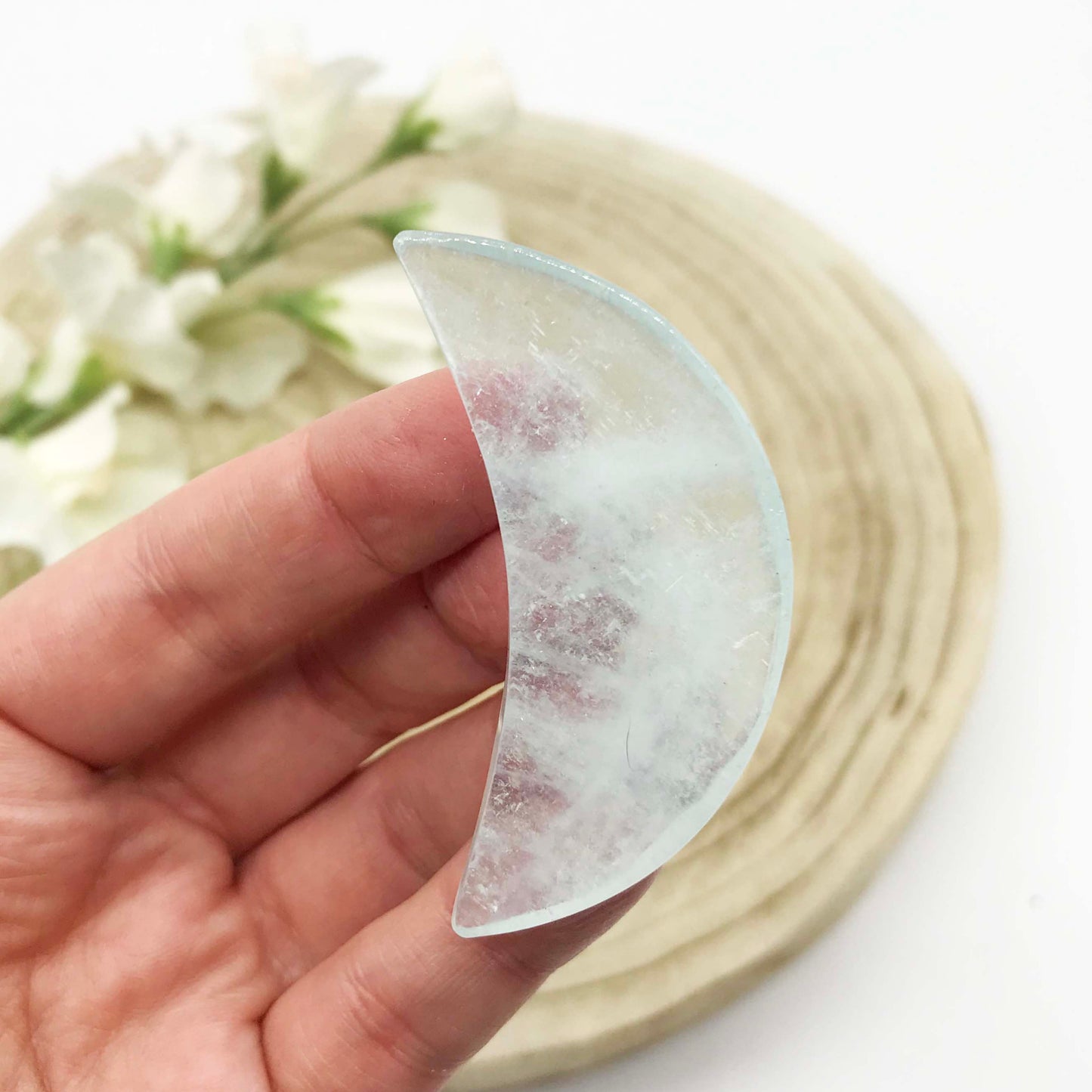 crystal aquamarine carved moon