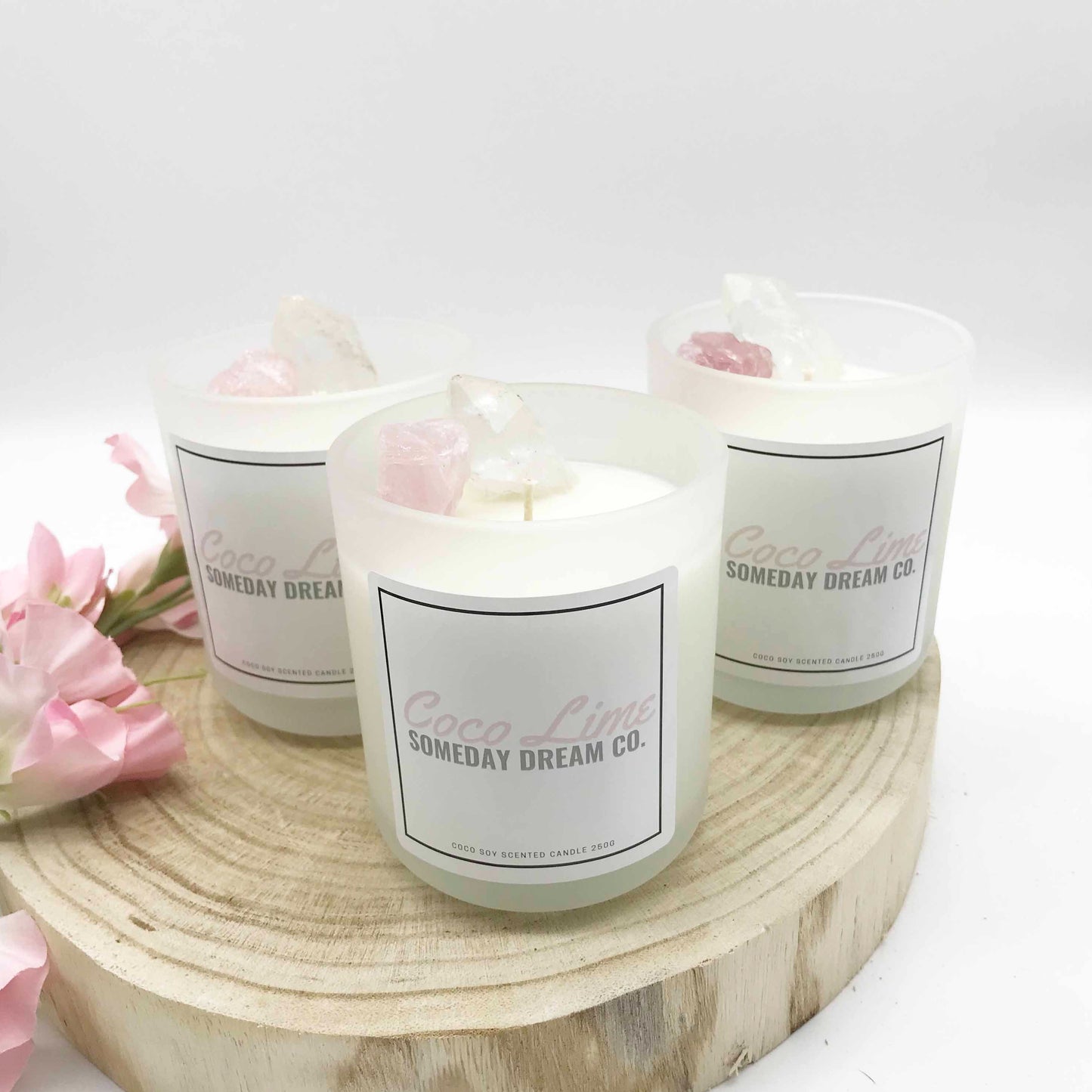 crystal infused soy candle