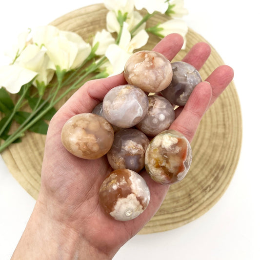 flower agate tumble stone Australia. Someday Dream Co. crystals and minerals online