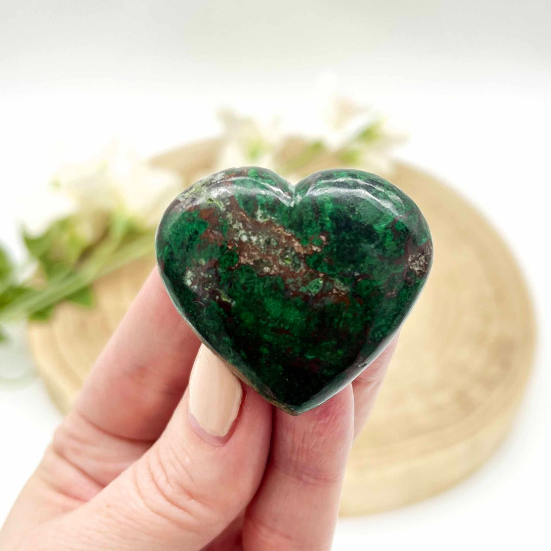 Polished Australian Malachite stone heart. Someday Dream Co
