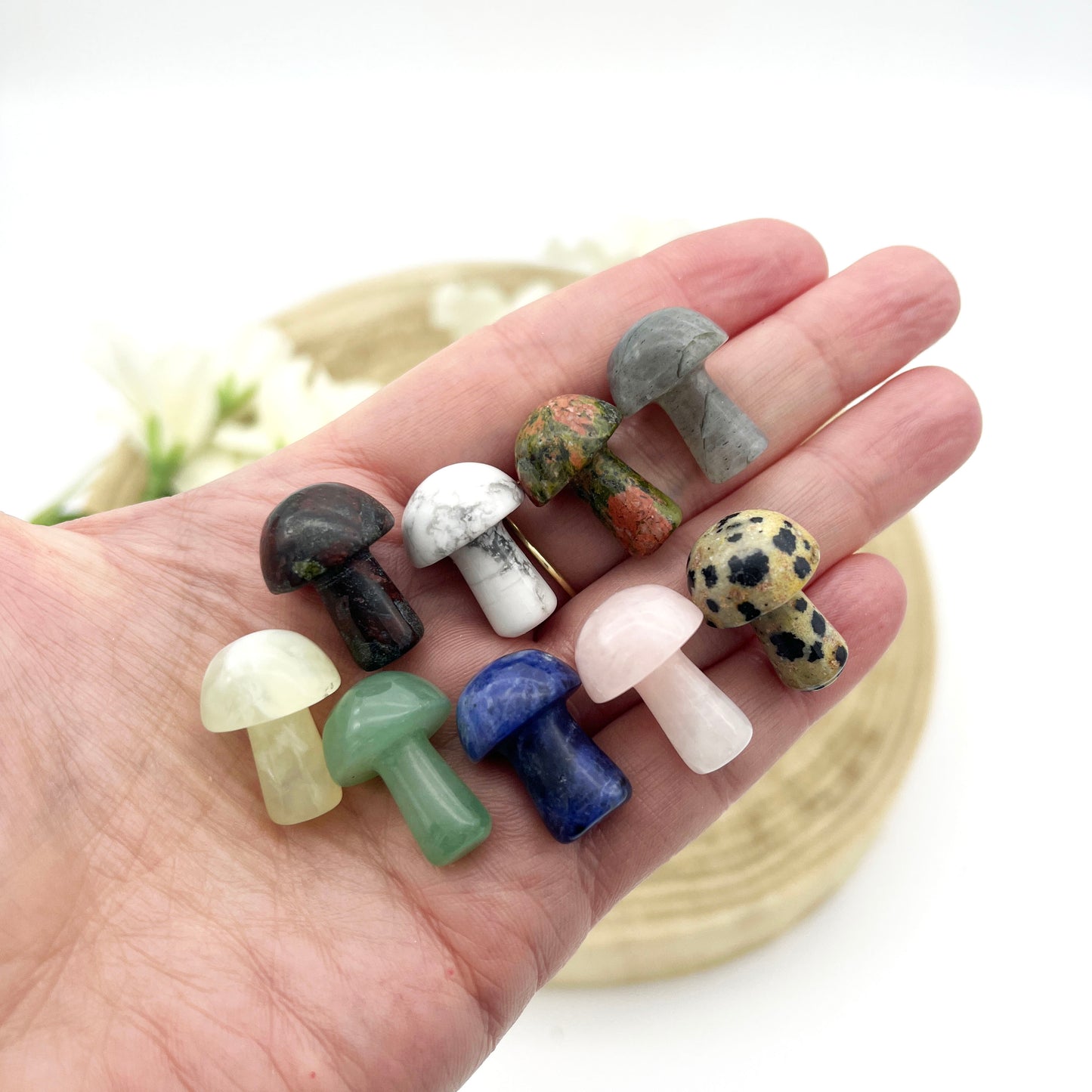 mini mushroom crystal carving