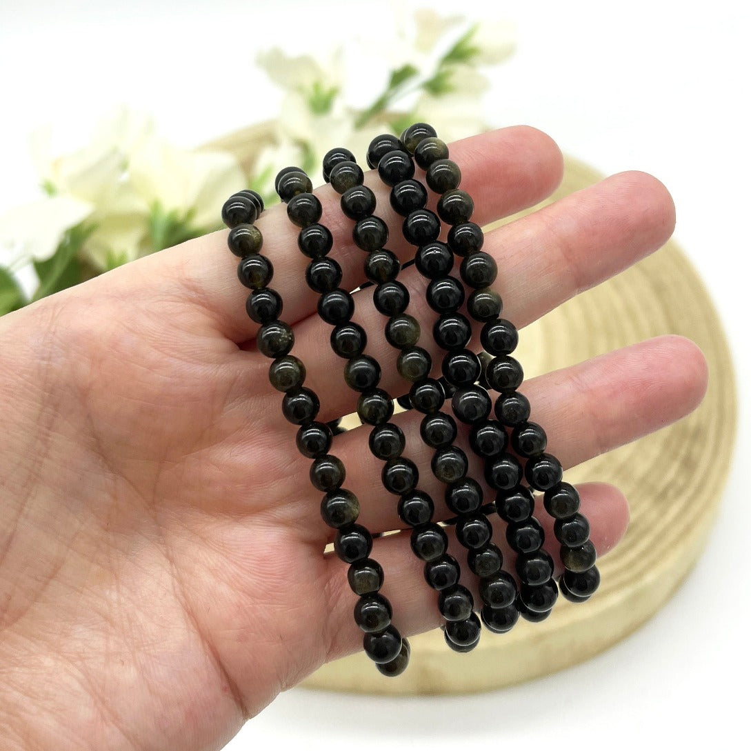 Golden sheen obsidian bracelet. crystal jewellery. Someday Dream Co