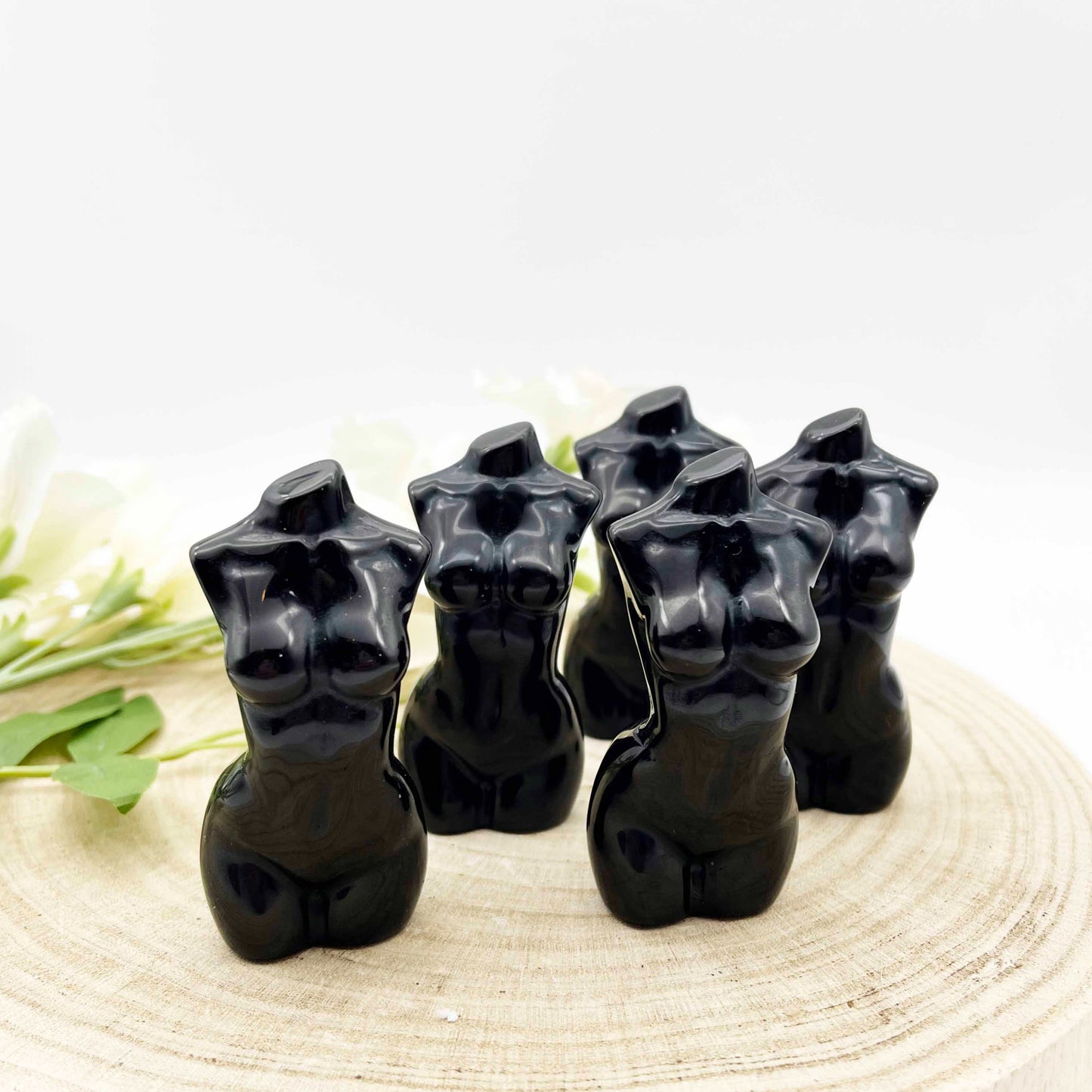 Obsidian lady body crystal decor