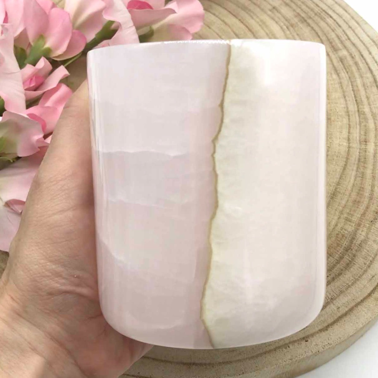 pink onyx candle crystal candle