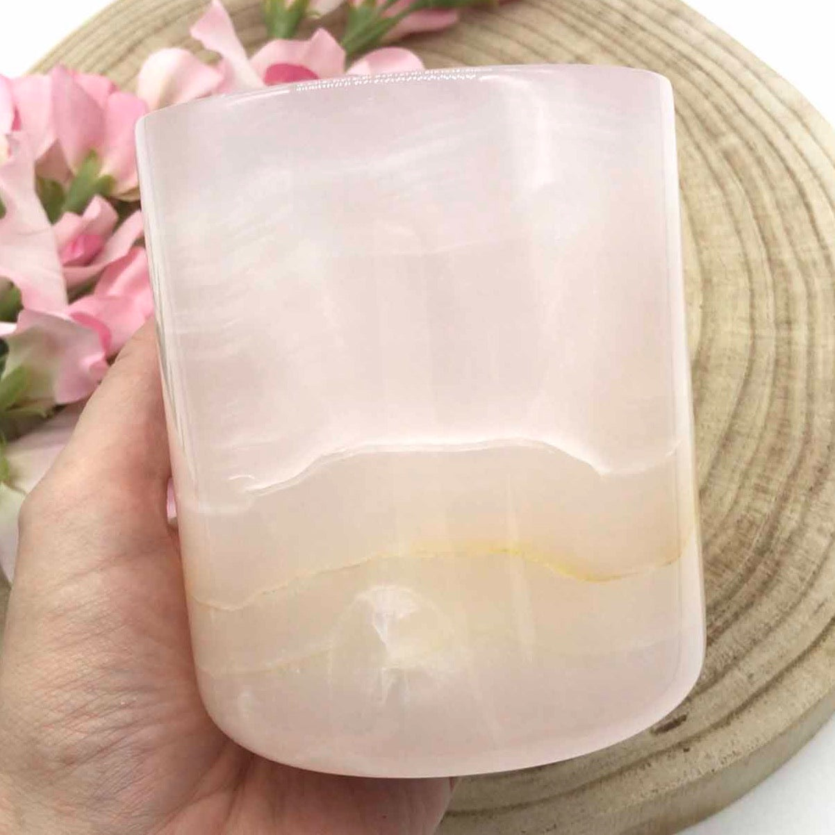 pink onyx candle crystal candle