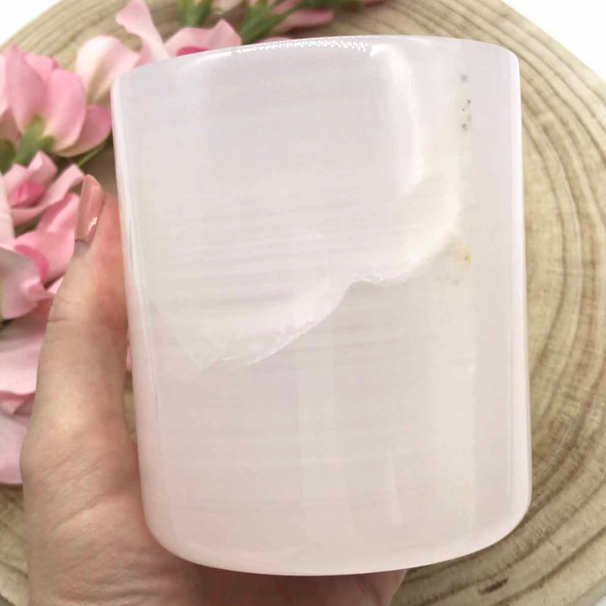 pink onyx candle soy crystal