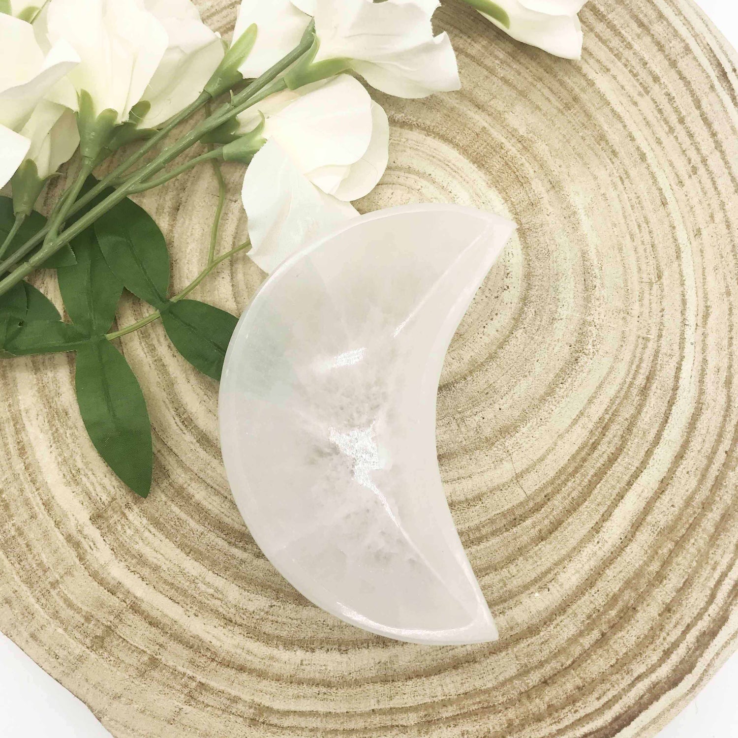 Selenite charging bowl. Selenite bowl. moon shaped bowl. Selenite Australia
