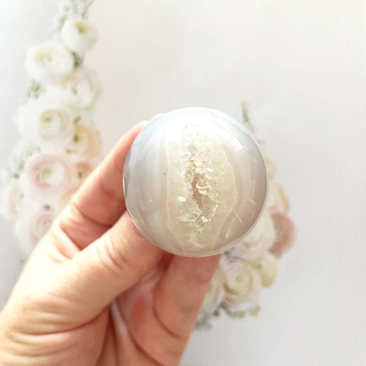 Druzy agate crystal sphere