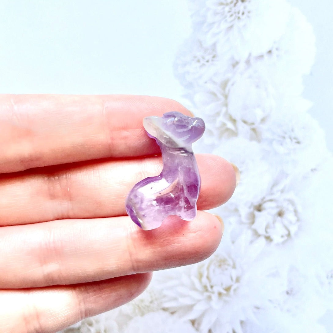 Amethyst llama carving