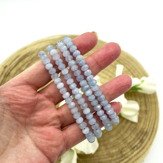 Aquamarine faceted crystal bracelet